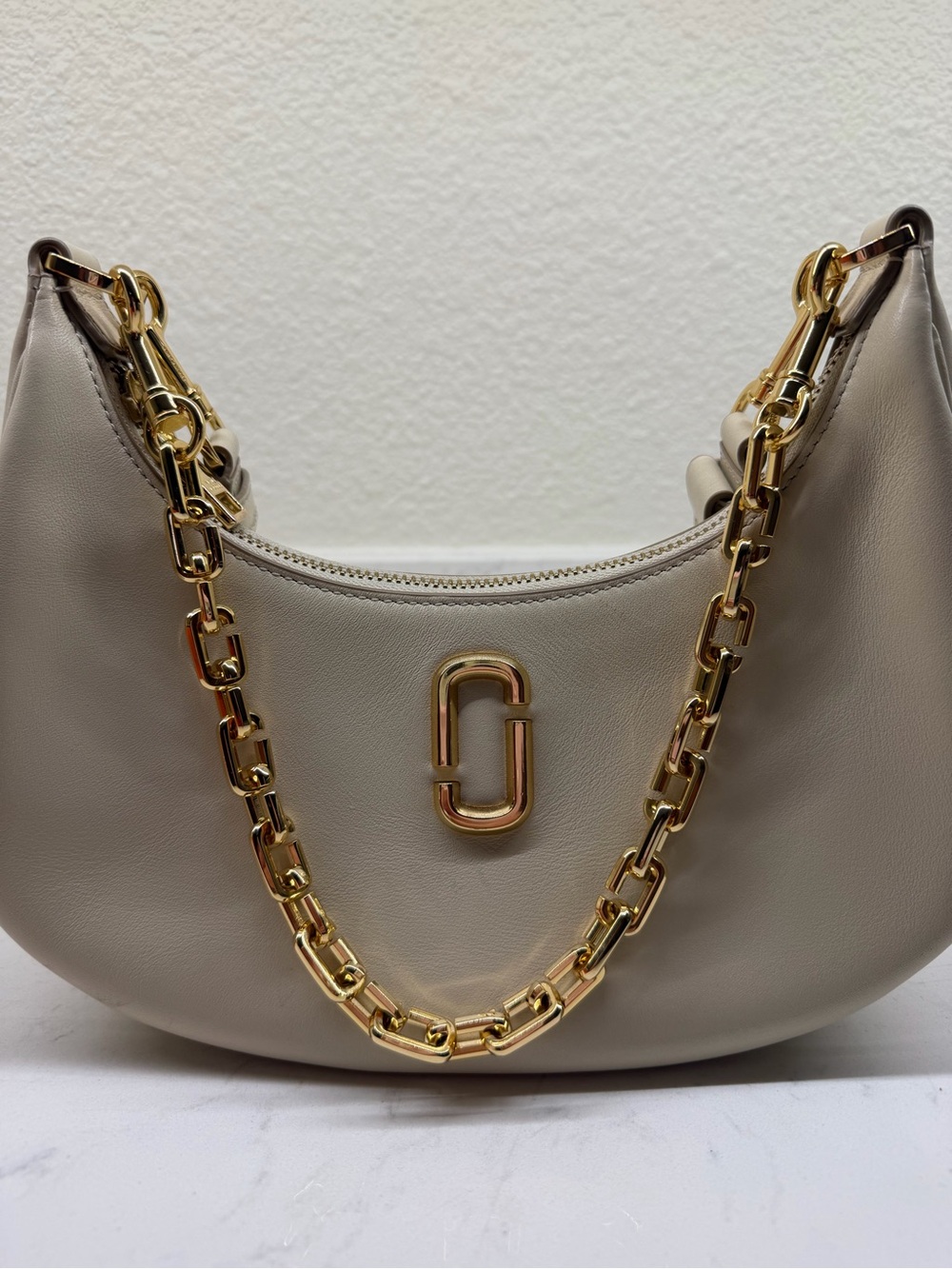 Gold-Chain Taupe Hobo Shoulder Bag - Picture 5 of 11